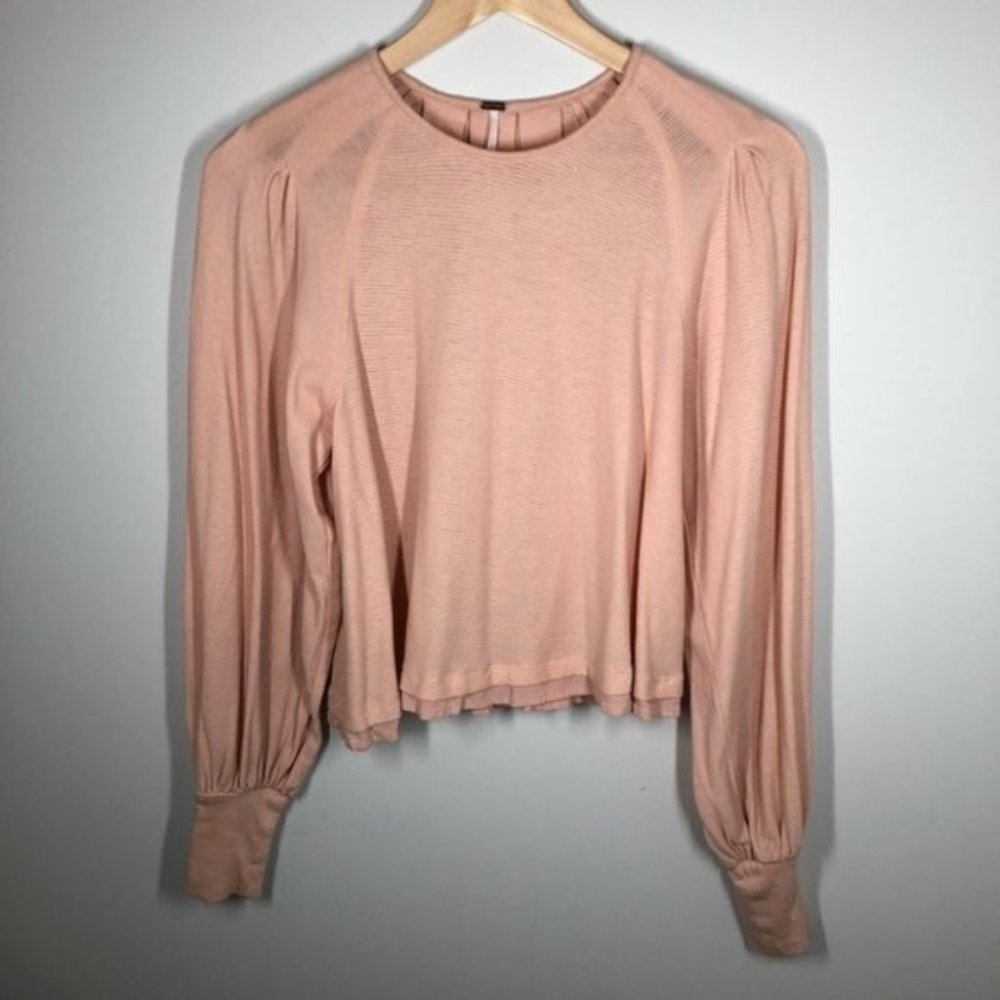Free People Billowy Sleeve Peach Pink  Long Sleeve T-Shirt Size XS